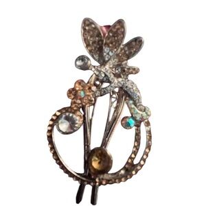 Silver  Embellished hair clip white & AB rhinestones , good grip